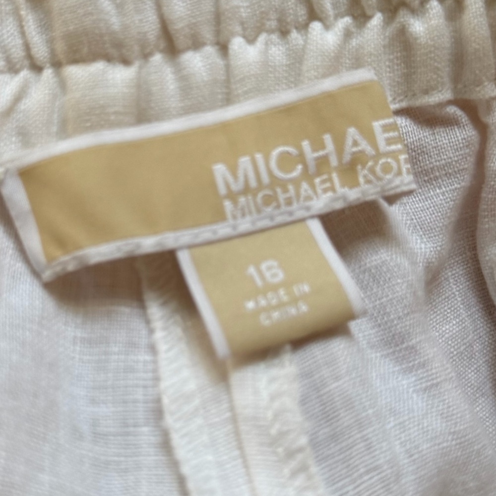 Michael Kors White Casual Elastic-Waist Pants - Picture 5 of 6